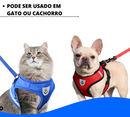 Guia Coleira de Malha Flexível com Colete Peitoral Ajustável para Cão Cachorro Gato Animais